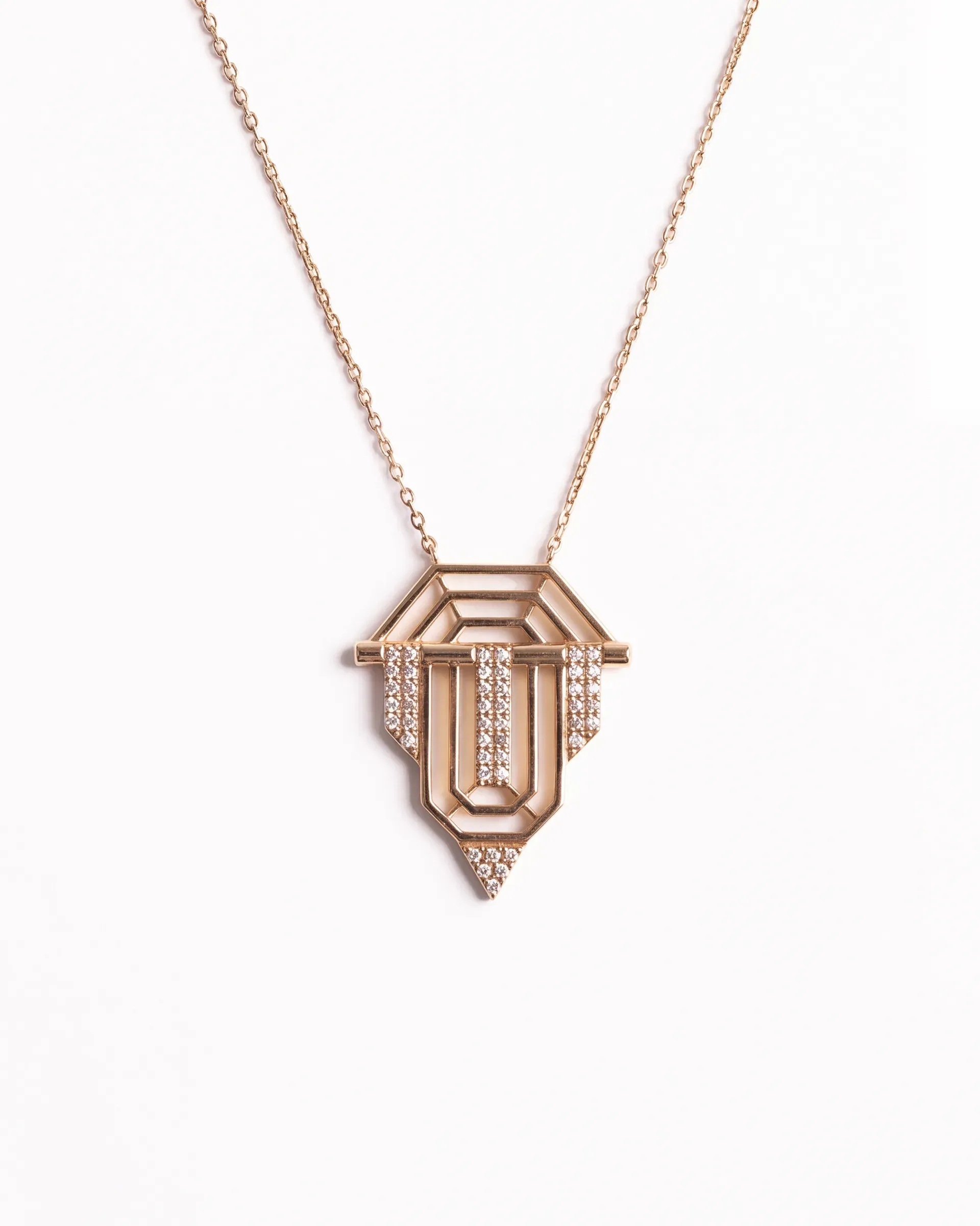 Art Deco Taşlı Kolye